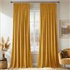 MIULEE Set di 2 tende in velluto con nastro arricciato, 140 x 280 cm, spessore e pesante, per soggiorno, camera da letto, camera da letto, colore giallo senape