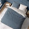 CÔTE DECO Parure da letto con copripiumino 220 x 240 cm + 2 federe 63 x 63 cm per letto per 2 persone geometriche blu e bianco 100% cotone