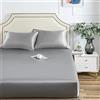 Damier Lenzuolo con angoli in raso, 140 x 200 cm, grigio seta, lucido, di alta qualità, adatto per materassi fino a 25 cm