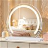MantoLite Specchio Da Tavolo Rotondo Con Interruttore a Sfioramento Bianco, Grande Specchio Cosmetico Con Luci Ruotabile a 360°, 40cm LED Specchio per Trucco