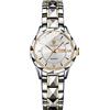 OIDEA Coppia di orologi da donna con strass: argento analogico al quarzo da donna, quadrante luminoso a forma di diamante in acciaio inox con calendario impermeabile 30 m, regalo per donne e ragazze,