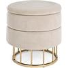 KONTE.DESIGN Pouf contenitore PAVLINA , tessuto effetto velluto Beige