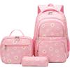 SIVENKE Zaino Ragazze per Scuola Elementare Media Superiore Zaini Ragazza 3 Pezzi con Borsa Termica Astucci Matite Borsa Scuola Ragazzi Zainetti Set per Bambini Zaini Scolastici per PC Portatili