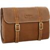 Gusti Leder Gusti Borsa in pelle - Rodney beauty case per uomo e donna marrone & tela