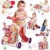 HYES 5 in 1 Primi Passi per Bambini Carrello Giochi Montessori, Rosso