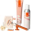 Fler Dream Team Set - Rasoio Donna, Supporto e 2 Lamette di Ricambio, Rasoi Unisex, Set con Mousse per Depilazione, Olio Post Depilazione e Crema Corpo Lenitiva, Lametta con Aloe Vera (Arancio Sicily)