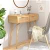 AUVYI Tavolo Consolle in Massello Pino Rattan Naturale 80x30x75 cm Marrone Cosolle Ingresso Consolle Moderna Tavolo Divano Arredo Ingresso Moderno Tavolo Soggiorno Moderno Decorativa Da Tavolo