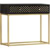 KTHLBRH Credenza da ingresso Credenza per il soggiorno Tavolo Consolle Nero e Oro 90x30x75cm Legno Massello di Mango Per la sala da pranzo, il soggiorno, il corridoio e la cucina