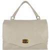 FrasiBags Borsa Postina in Pelle, Borsa a Spalla con Borchie Laterali, Borsa Donna con Patta, Borsa in Pelle Donna Made in Italy (Beige)