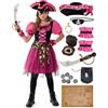 Spooktacular Creations Costume di Halloween per Ragazze, Costume da Pirata per Bambini, Abito da Pirata Magenta per Ragazze Festa di Halloween Gioco di Ruolo da Principessa Pirata (Bambino (3-4 Anni))