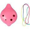 RmKbe Ocarina a 6 fori, in ceramica, colore marrone fumé, ocarina per bambini, strumento musicale per studenti e principianti (rosa)