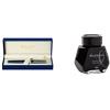 Waterman S0920710 Penna Stilografica, Pennino Sottile in Acciaio Inossidabile, Nero Opaco e Finiture in Oro + S0110710 Flacone d'Inchiostro, Nero