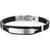 SAVE BRAVE Dexter Bracciale da uomo in pelle nera intrecciata con chiusura a scatto in acciaio inox, lunghezza 22 cm, senza nichel e piombo, con confezione regalo, Pelle, Nessuna pietra preziosa
