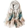 STORY OF SHANGHAI Sciarpa di 100% Seta da Donna Foulard Chiffon con Fantasie Orientale Semi-Trasparente 175 * 110CM Verde