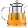 Futuhada 450ml Teiera in Vetro Borosilicato Trasparente con Filtro in Acciaio Inox, Glass Teapots Glass Tea Pots, Tea Pot for Stove, Teiera con Colino Infusore per tè Sfuso e Tè in Fiore
