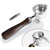 NOTSEK Portafiltro da 51 mm, doppio beccuccio, portafiltro per Delonghi EC680/EC685 con filtro ausiliario, portafiltro per macchina espresso Delonghi Dedica in legno e 2 tazze in acciaio inox