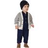 Petit Bateau A0BE9 Cardigan A Maniche Lunghe Bimbo 0-24 Marshmallow/Smoking 6 Mesi