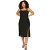 Trendyol Women Plus Size Midi Bodycon Fitted Woven Plus Size Dress, Abito Taglie Forti da Donna Aderente Midi Aderente in Tessuto Taglie Forti Donna, Black,