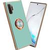 Cadorabo Custodia compatibile con Samsung Galaxy NOTE 10 PLUS in Glossy Turchese - Oro con anello - Coperchio in silicone TPU flessibile, protezione per la fotocamera e supporto magnetico per l'auto