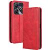 HAOYE Leather Folio Cover per ZTE Blade A75 4G Cover, PU + TPU Leather Wallet Cover, Premium Flip Case Custodia in Pelle Portafoglio con Funzione Stand, Rosso