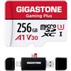 GIGASTONE 256 GB Micro SDXC Gaming Plus con Lettore di Scheda USB Tipo C, Gaming Plus, Scheda di Memoria MicroSDXC per Nintendo Switch 1, 4K Video, UHS-I A1 U3 V30 C10, fino a 100MB/s, con Adattatore