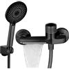 XQZMD Rubinetto per vasca da bagno con doccetta a mano, rubinetto per vasca da bagno, miscelatore a cascata, in ottone (nero)