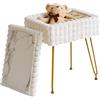 IBUYKE sedia rettangolare Vanity con spazio di archiviazione, poggiapiedi ottomano, sgabello vanity, sedia da toeletta, con piedi antiscivolo, per sala trucco, bianco WBD004W