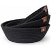 ASTER HOME Cestini Portaoggetti in Cotone - Set 3 Cestini Organizzatori Multiuso per Neonato, Bagno e Cucina - Cestini Portaoggetti per Fasciatoio, Giochi, Cosmetici, Chiavi e Telecomandi - ASTEER HOME (Nero)