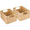 HMF Cestino portaoggetti HMF intrecciato in giacinto d'acqua, cestino decorativo con manici per riporre oggetti in bagno, cucina e zona giorno | Set da 2 | Dimensione S | 22 x 17 x 12 cm | Naturale