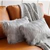 QINGLOU 2Pcs Federa Cuscino,in Lana Artificiale Fodera per Cuscino, Super Soft Fodera per Cuscino in Pelle Deluxe Home Decor Decorativo Camera da Letto Federa Divano (Grigio, 45x45CM)