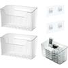 Kotkiddy Organizzatore da parete, 2 pezzi, organizzatore da bagno, organizer da cucina, organizer per doccia, impilabile, trasparente