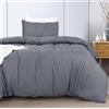 Utopia Bedding Copripiumino singolo - Copripiumino in Microfibra di Poliestere 135x200cm + Federa con orlo plissettato 80x80cm - Grigio