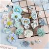 HNLMZ Fiori Finti Artificiali Teste,24 Pezzi Fiore Decorativo Multicolore Simulazione,Mini Fiori Finti Seta,Teste di Fiori Artificiali Decorazioni per Decorazioni da Giardino, Matrimoni e Feste(Blu)