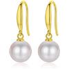 LUCKMORA Orecchini Perle Argento 925 Donna Monachella Oro 8mm Pendenti Goccia Orecchini a Punta Naturale Rotonde Coltivate D'Acqua Dolce (Gold)