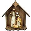 Aurora Store Capanna natività in Legno Sacra Famiglia per presepe completo addobbi Decorazioni Natalizie Idea Regalo 19 cm San Giuseppe Maria e Il bambinello 19x7 x h. 19cm 3 pezzi