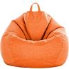 FANSU Colori Solidi Copertura per Poltrona, Sacco Puff Poltrona Senza Riempimento, Poltrona a Sacco Pigro Poltrona con Zip, Pouf Poltrona per Adulti e Bambini (90x110cm,Arancione)