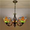 MG REAL Lampadario Stile Tiffany [3 luci] Vetro Colorato Lampada Sospension [ Altezza Regolabile] Vintage Antique E27 Plafoniere da Soffitto per Soggiorno Camera da Letto Sala da Pranzo Cucina,B