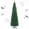 RELAX4LIFE Albero di Natale Slim 150/180/210/240 cm, Stretto e Alto, Rami Folti in PVC, Base in Metallo Pieghevole in Ferro,Albero Natale Artificiale Verde (150 cm)