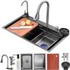 KOOGIMDDR 70x50cm lavandino cascata multifunzione cucina, Lavabo a Vasca Singola con Montaggio Superiore, Lavandino da cucina in Acciaio Inox