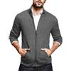 Caxndycing Giacca invernale da uomo con colletto alto, in pile, con tasche a collo alto, con chiusura lampo, a maniche lunghe, maglione lavorato a maglia, grigio., M