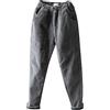 Generic Pantaloni da in Velluto a Coste a Gamba Dritta con Vita Elastica e Pantaloncini Sottogonna Cotone Jeans Ribcage (Grey, XL)