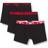 Emporio Armani Bold Monogram 3-Pack Boxer Shorts, Nero/Nero/Nero, S Men's