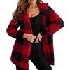 Generic Cappotti Invernali da Donna Caldi Giacche con Cappuccio in Peluche Cardigan con Bottoni Capispalla sfocato Scozzese alla Felpe con Cappuccio Donna Oversize Giacca College (Red, XXXL)