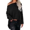 Shffuw Maglie Donna Manica Lunga Maglioni Maglione Oversize da Donna a Maniche Lunghe con Spalle Scoperte e Maniche Lunghe Maglieria Donna Maglia Lunga Donna per Leggings (Black, L)