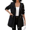 ORANDESIGNE Donna Trench Coat Lungo Cappotto con Cappuccio Giacca Maniche Lunghe con Cerniera Classico y Elegante Trench Leggero Giacca di Transizione Coulisse Primavera Autunno A Nero L