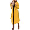 IQYU Giacca da donna lunga ed elegante | cappotto di lana da donna invernale elegante nero lungo cappotto di lana con cintura, cappotto lungo invernale lungo al ginocchio, trench spesso cappotto invernale,