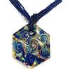 Linea Italia Venetiaurum - Collana Girocollo Multifilo per Donna Con Pedente Esagono In Vetro Originale di Murano E Argento 925 - Gioiello Made In Italy Certificato
