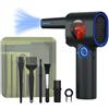 ATEngeus Elettrico Rimuovi Polvere Aria Compressa, Spolverino Elettrico a velocità Continua con Custodia, Spolverino ad Aria Senza Fili con LED, Soffiatore per Auto, PC, Casa