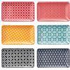 DOWAN Piatti da Portata Rettangolari - 20,5 x 12,1 cm Piatti in Porcellana, Piatti da Portata per Insalata, Antipasti, Cibo, Dessert, Sushi, Feste, Set da 4 - Colorato