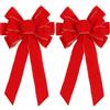 YUNHENTONG Fiocchi Rosso Albero di Natale, 2 Pezzi Fiocco Natale Grande, Fiocco Natalizio per Porta, Fiocchi Velluto Rossi per Albero di Natale, Ghirlanda di Natale, Decorazione della Casa, Giardino Esterno